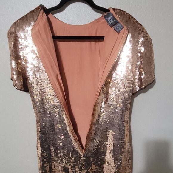 90s Modi rose gold sequin silk mini dress, size small (6 - 8) - Picture 7 of 8